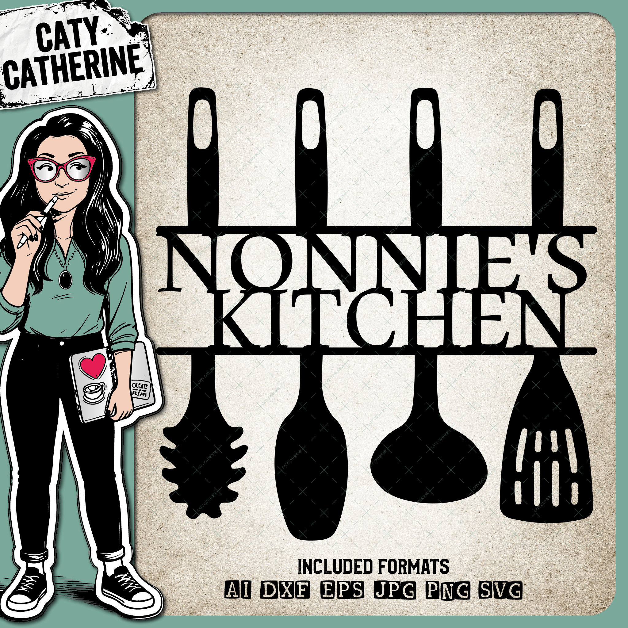 Nonnie's Kitchen Sign Kitchen Utensils – Home Decor SVG Design by Caty Catherine