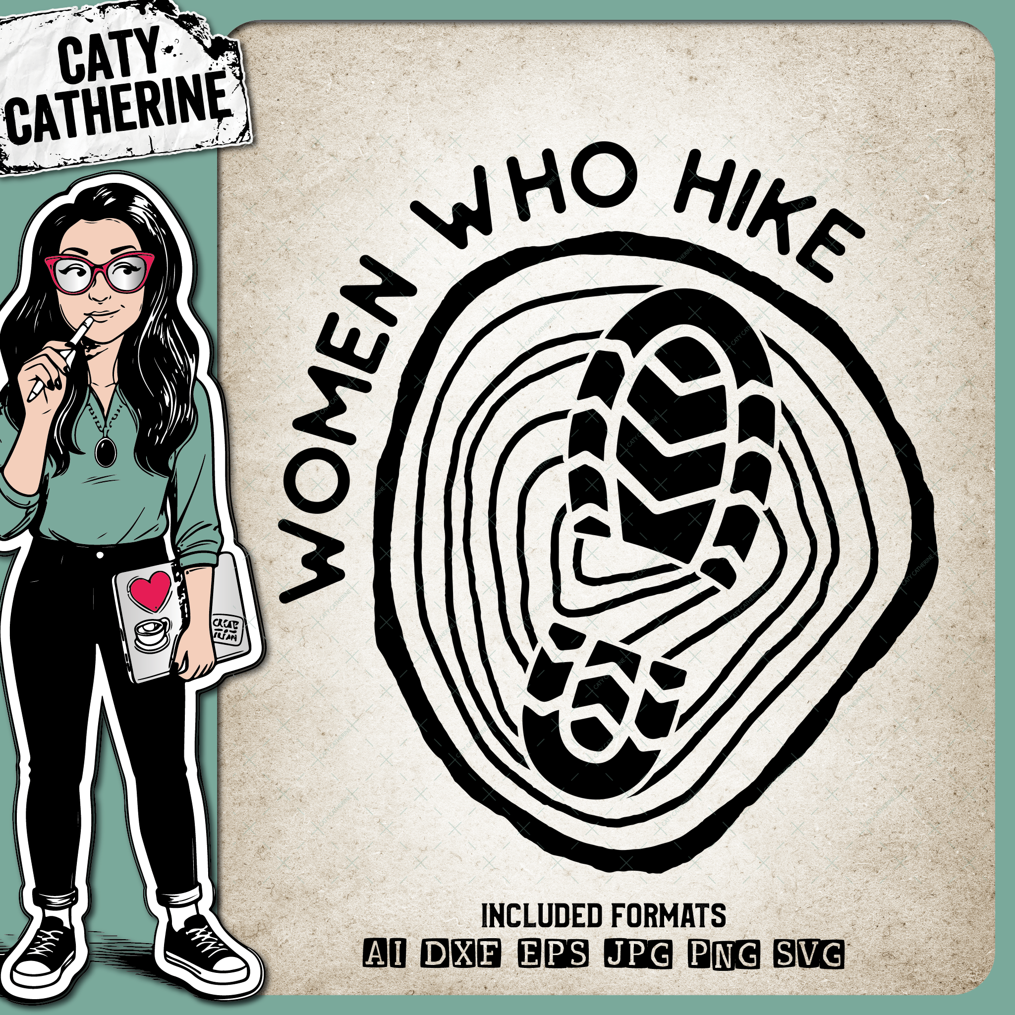 Women Who Hike Hiking – Quotes & Sayings SVG Design by Caty Catherine