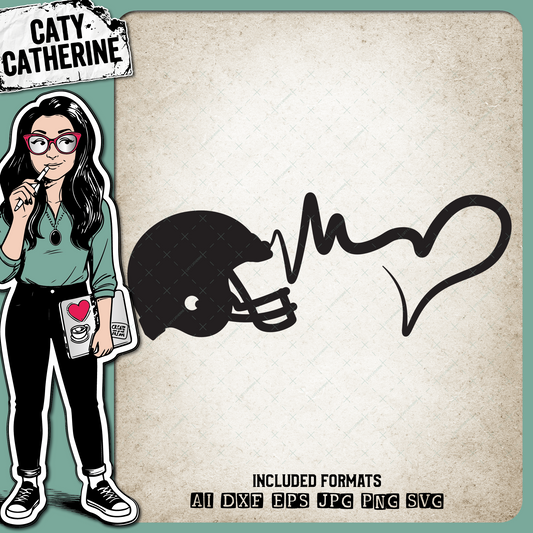 Heartbeat Love American Football Helmet – Sport SVG Design by Caty Catherine