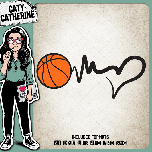 Heartbeat Love Basketball – Sport SVG Design by Caty Catherine