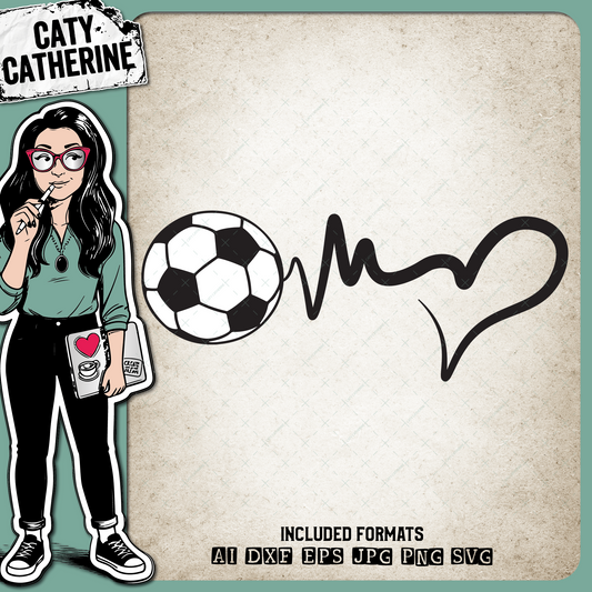 Heartbeat Love Football Soccer – Sport SVG Design by Caty Catherine