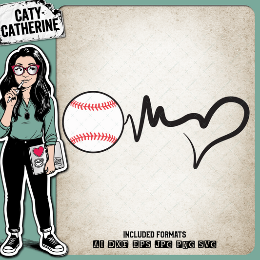 Heartbeat Love Baseball – Sport SVG Design by Caty Catherine