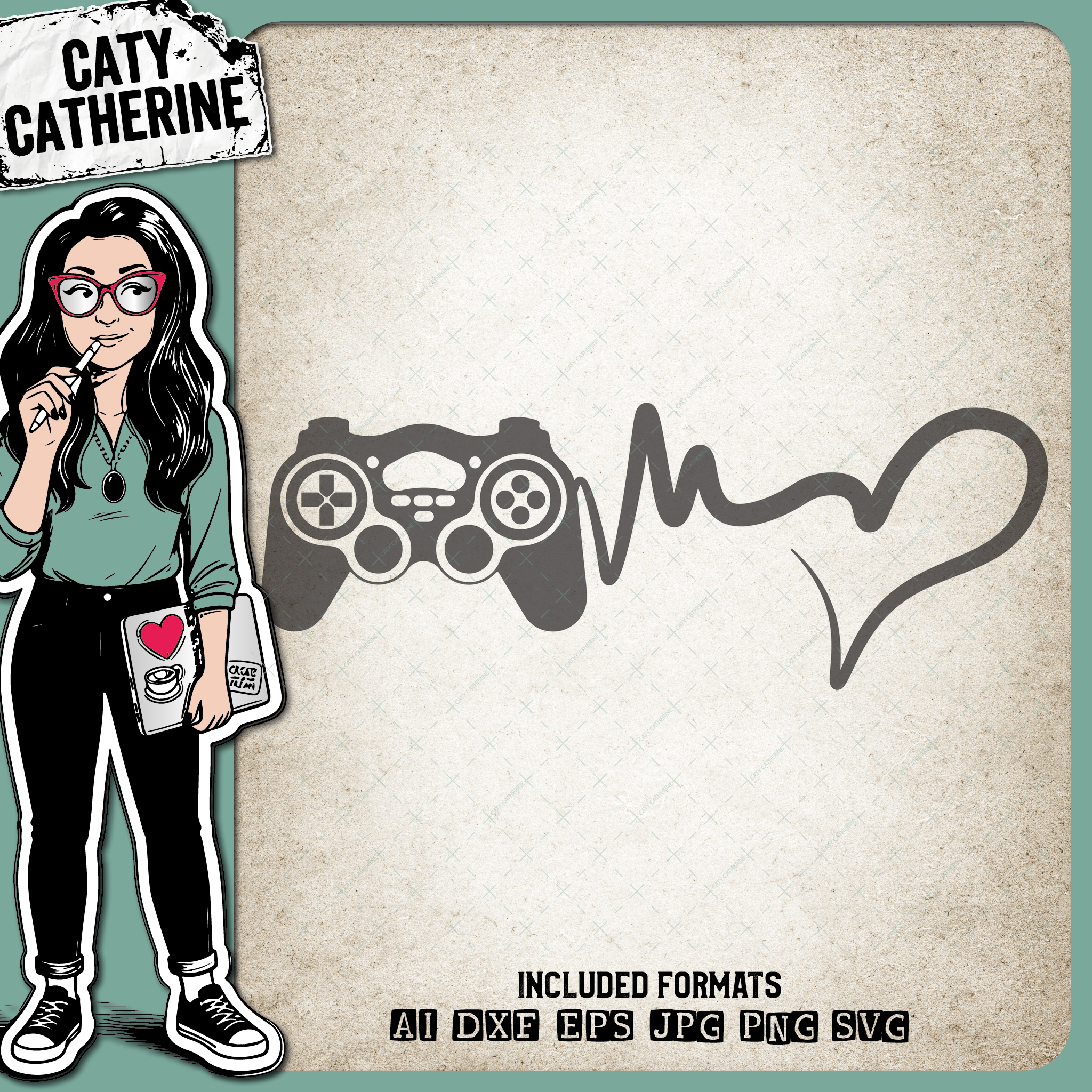 Heartbeat Love Gaming – Sport SVG Design by Caty Catherine