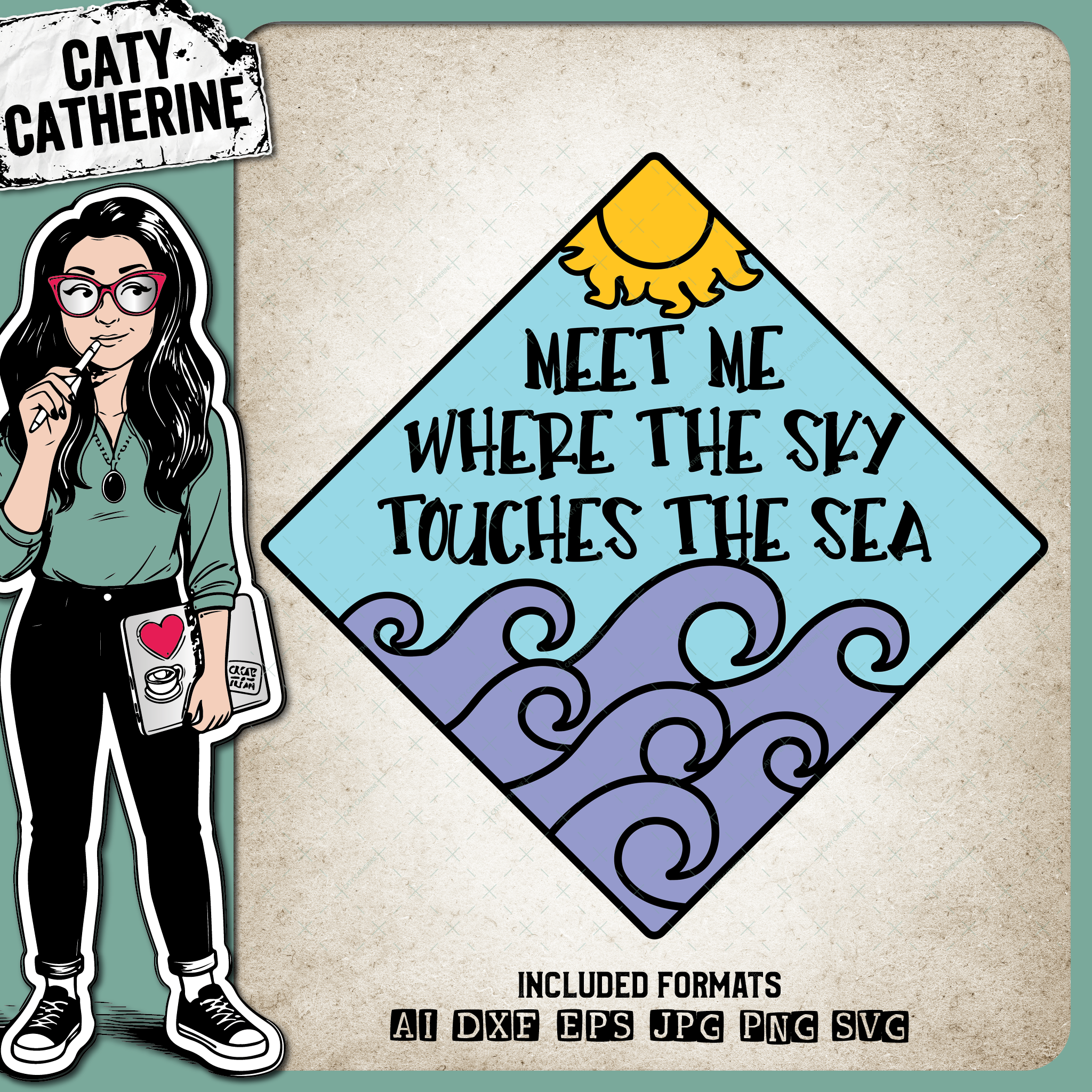 Meet Me Where The Sky Touches The Sea – Quotes & Sayings SVG Design by Caty Catherine