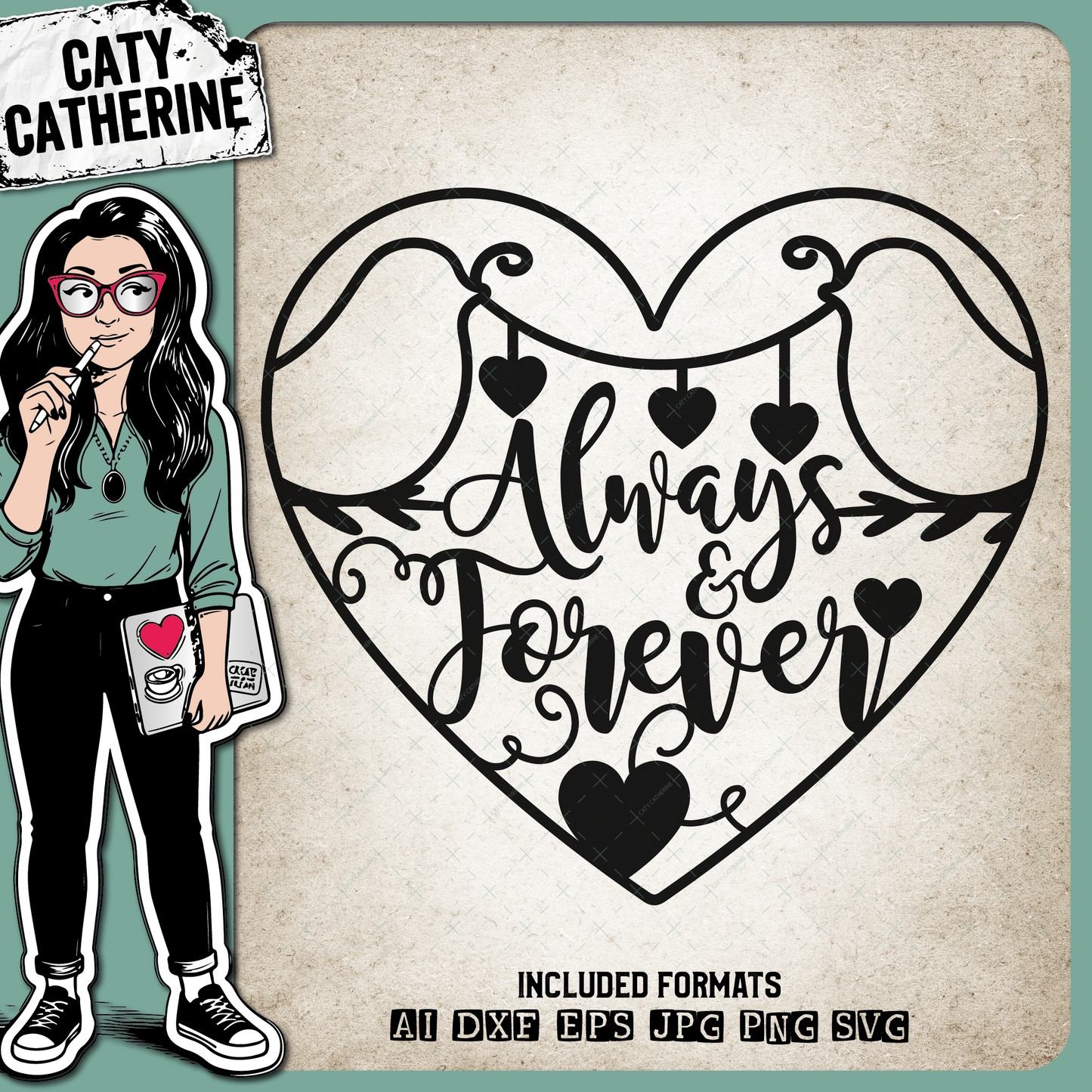 Always & Forever Love Birds – Quotes & Sayings SVG Design by Caty Catherine