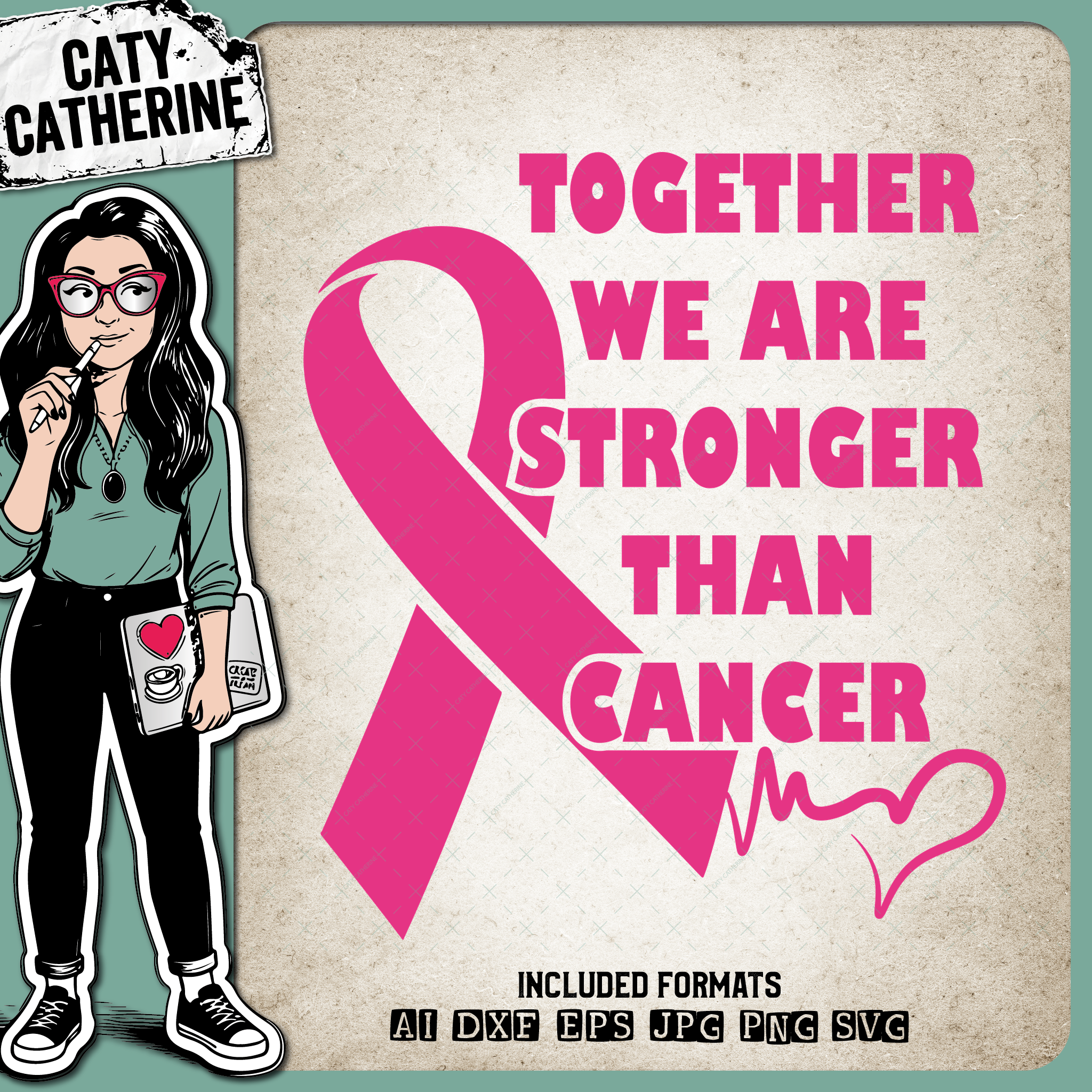 Together We Are Stronger Than Cancer – Health SVG Design by Caty Catherine