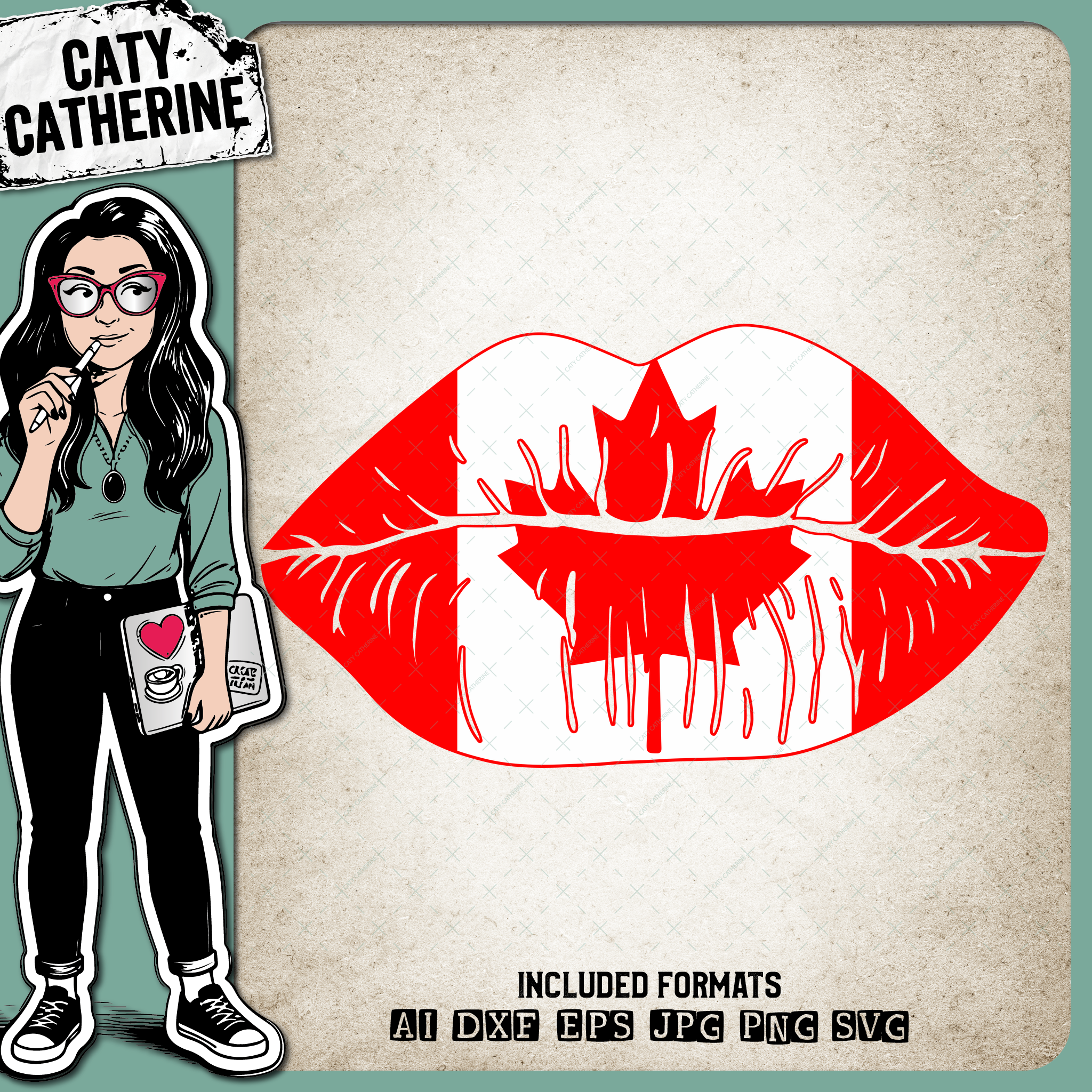 Canadian Flag Lips Canada Day – Travel SVG Design by Caty Catherine