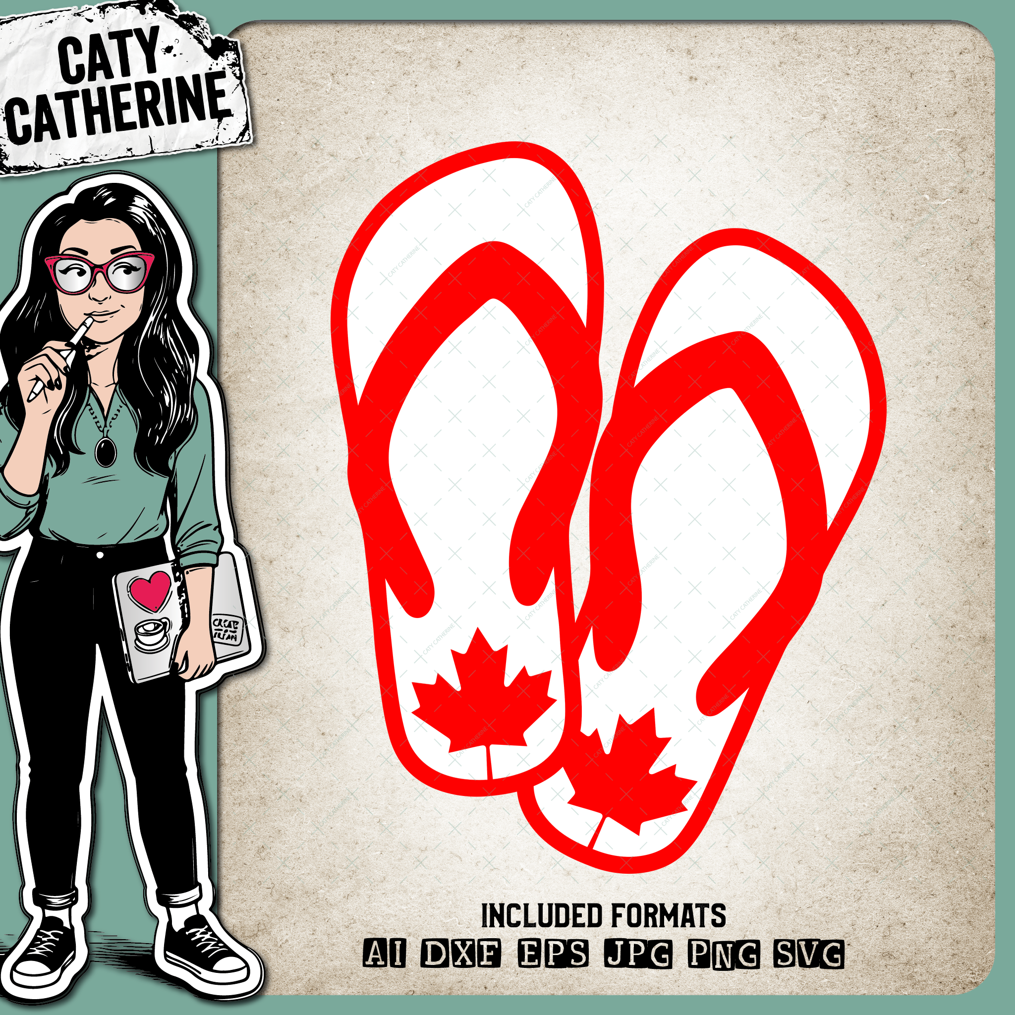 Canadian Maple Leaf Flip Flops Canada Day – Travel SVG Design by Caty Catherine