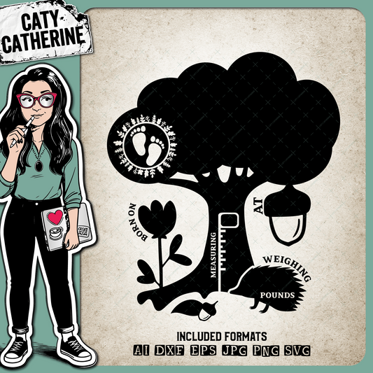 Woodland Baby Birth Stats Editable – Babies & Kids SVG Design by Caty Catherine