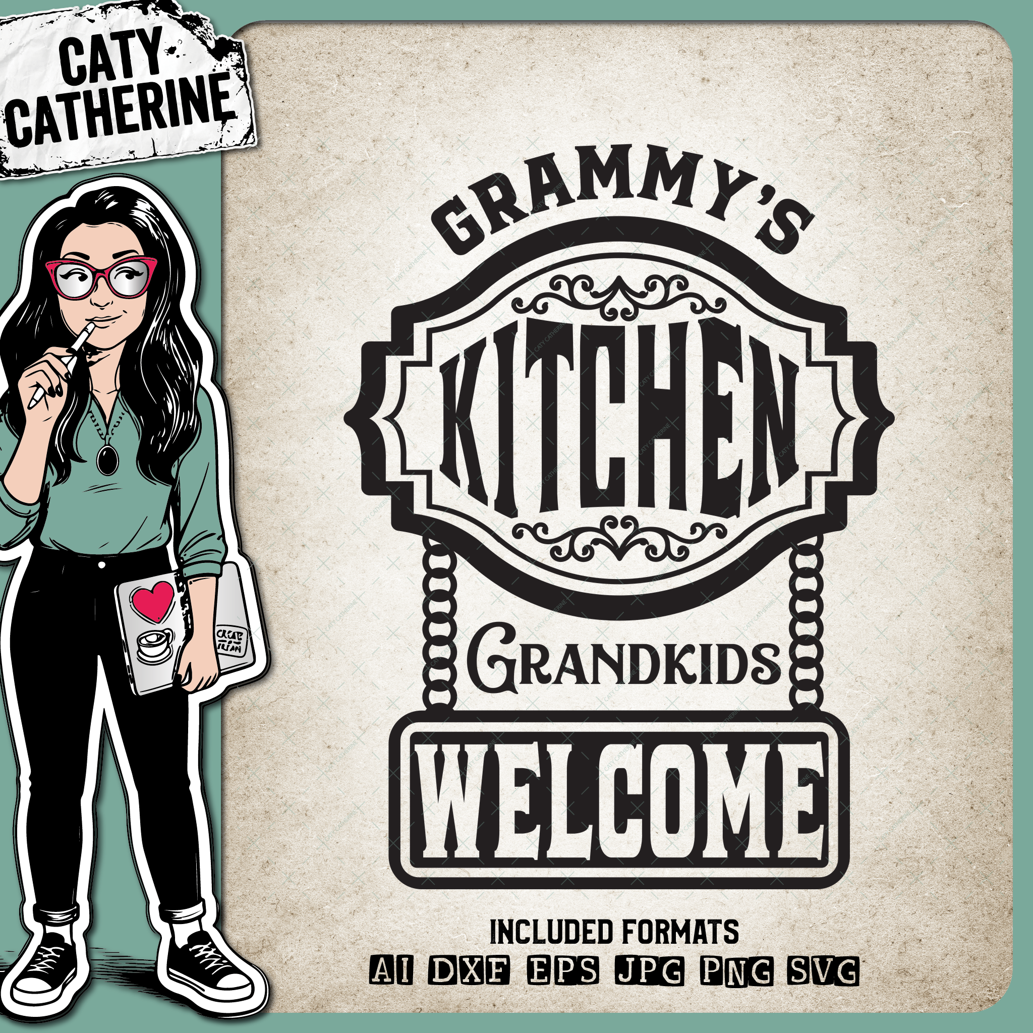 Grammy's Kitchen Grandkids Welcome – Family SVG Design by Caty Catherine