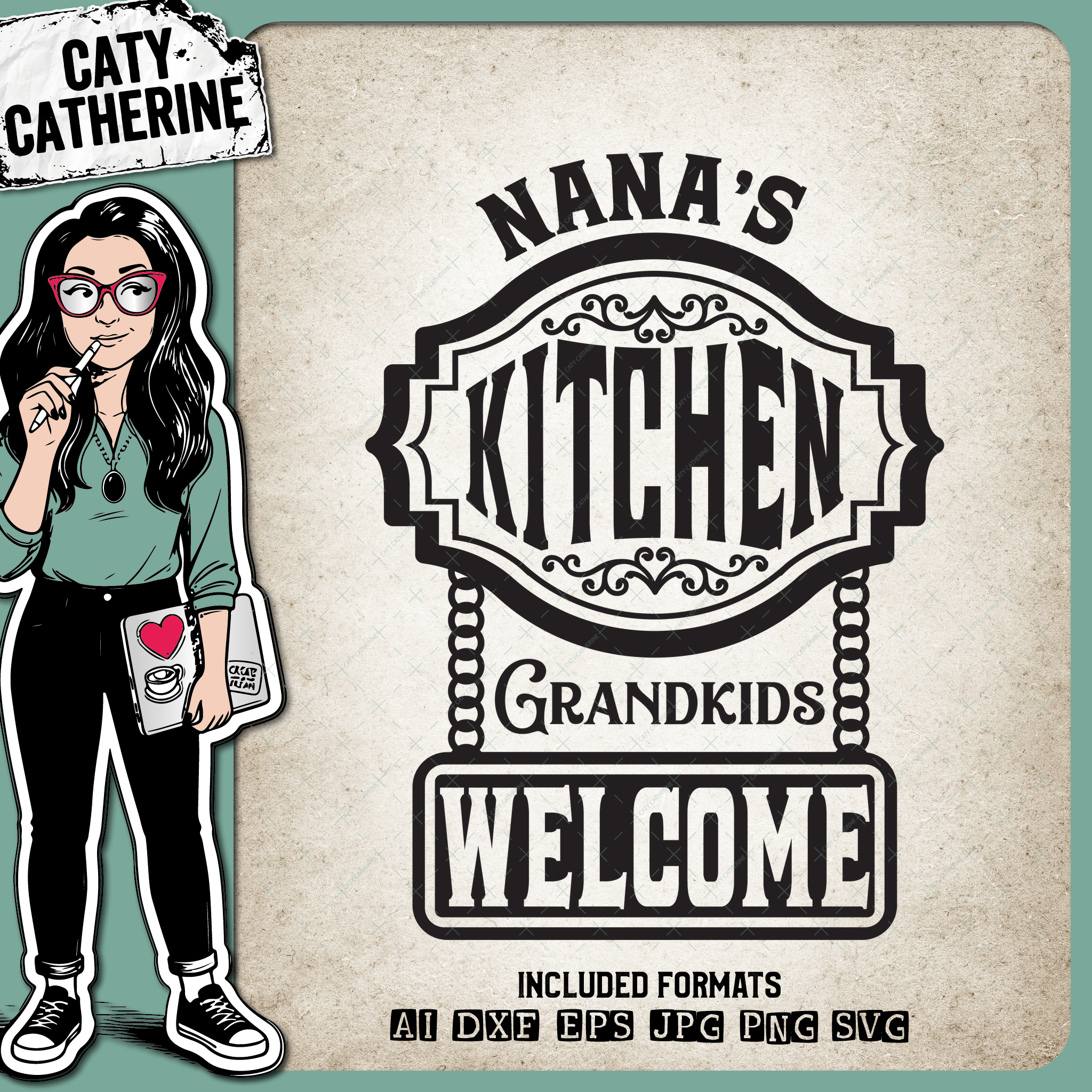 Nana's Kitchen Grandkids Welcome – Family SVG Design by Caty Catherine