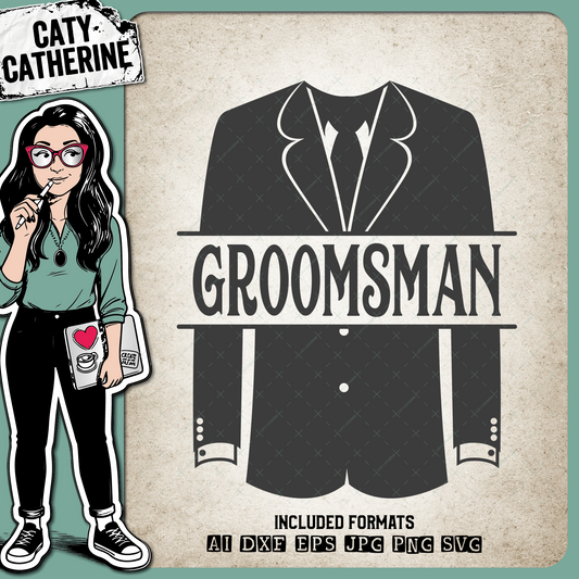 Wedding Party Male Roles Tuxedo Groomsman – SVG Design by Caty Catherine