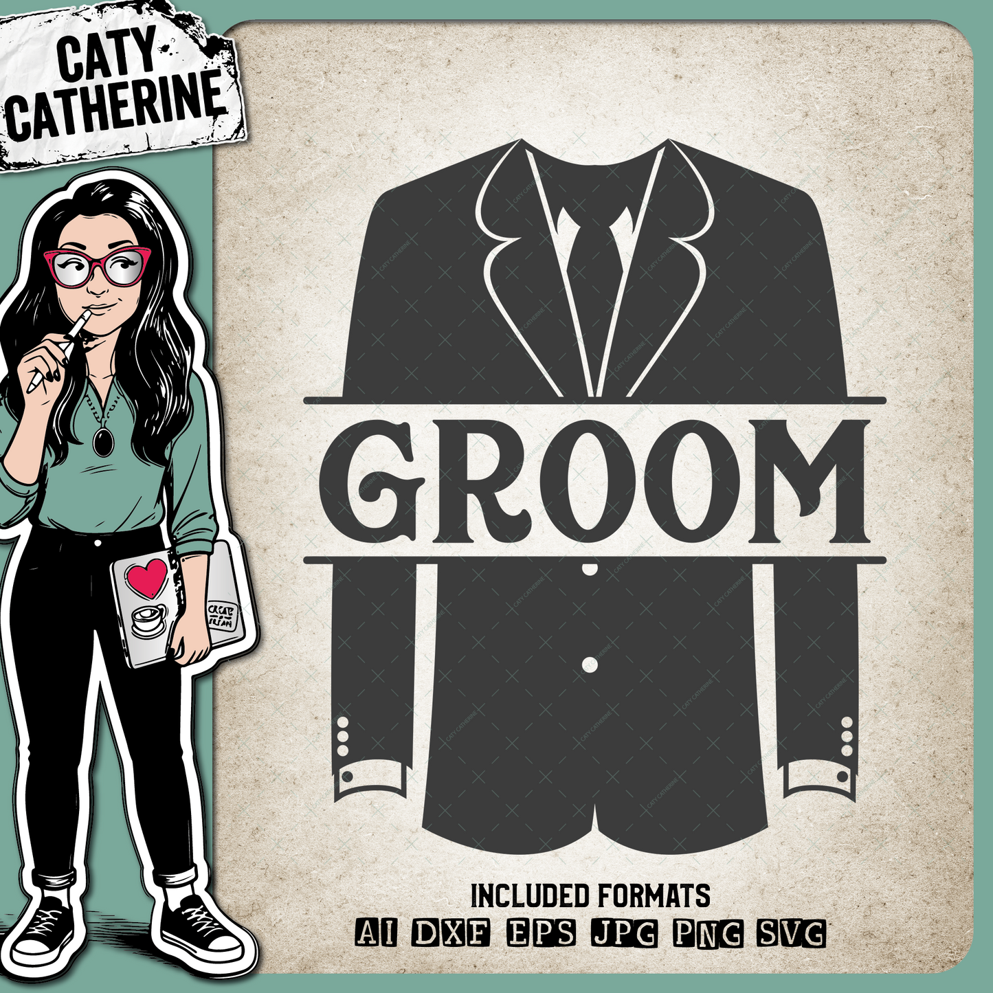 Wedding Party Male Roles Tuxedo Groom – SVG Design by Caty Catherine