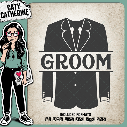 Wedding Party Male Roles Tuxedo Groom – SVG Design by Caty Catherine