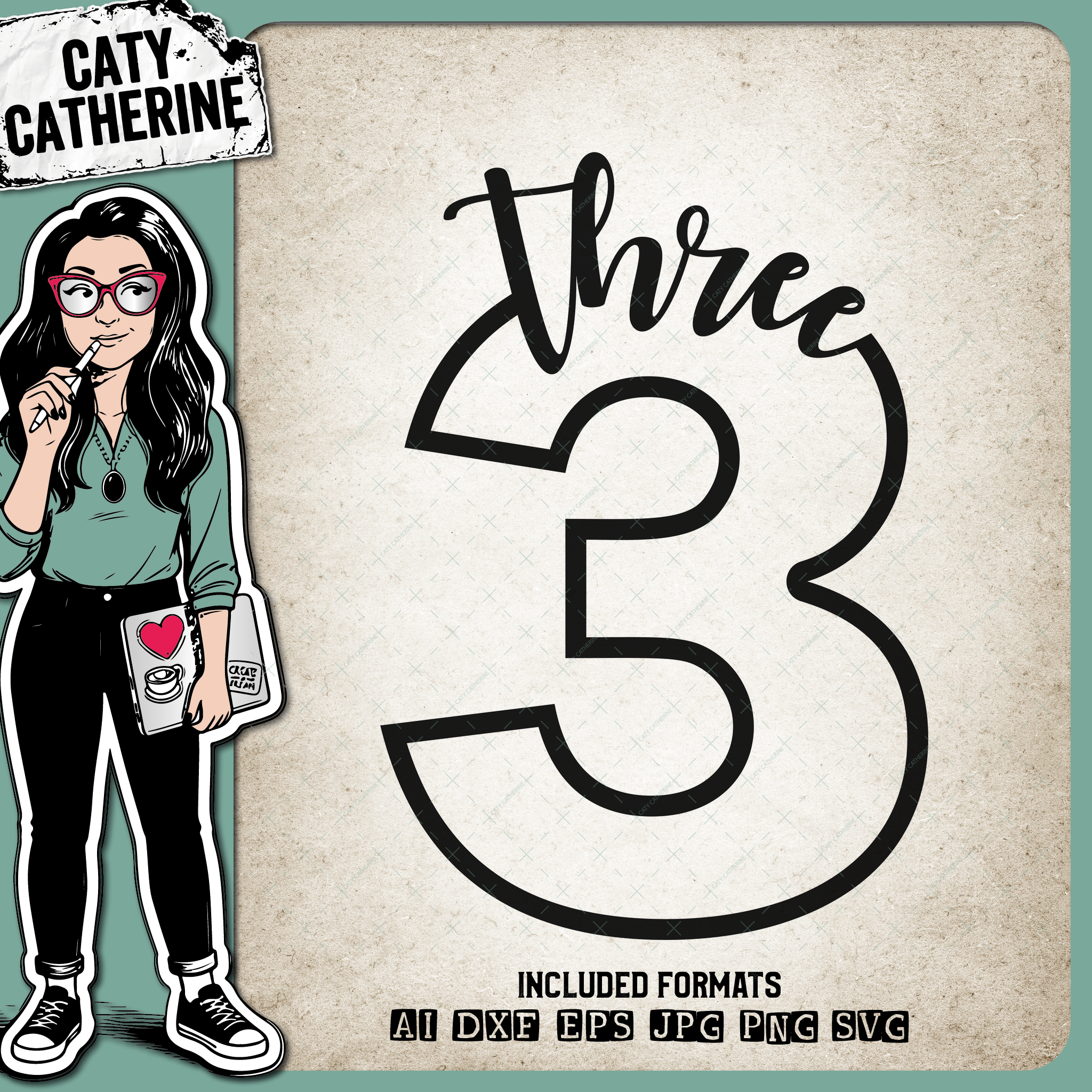 3 Three Years Old – Birthday SVG Design by Caty Catherine