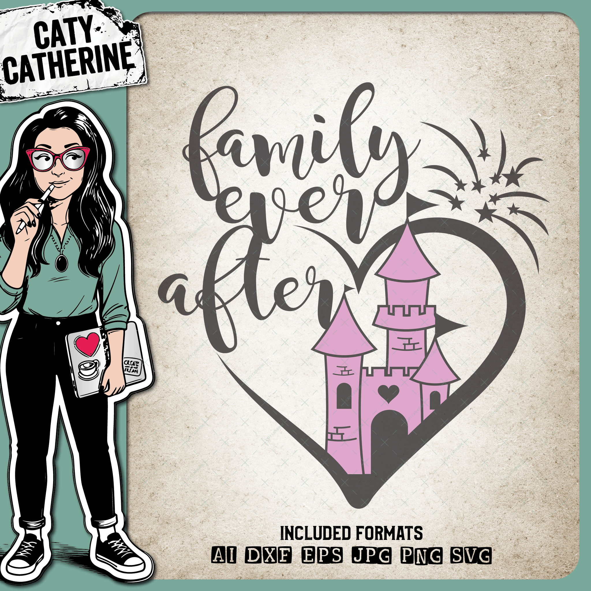 Family Ever After Castle Fireworks – SVG Design by Caty Catherine