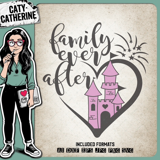 Family Ever After Castle Fireworks – SVG Design by Caty Catherine