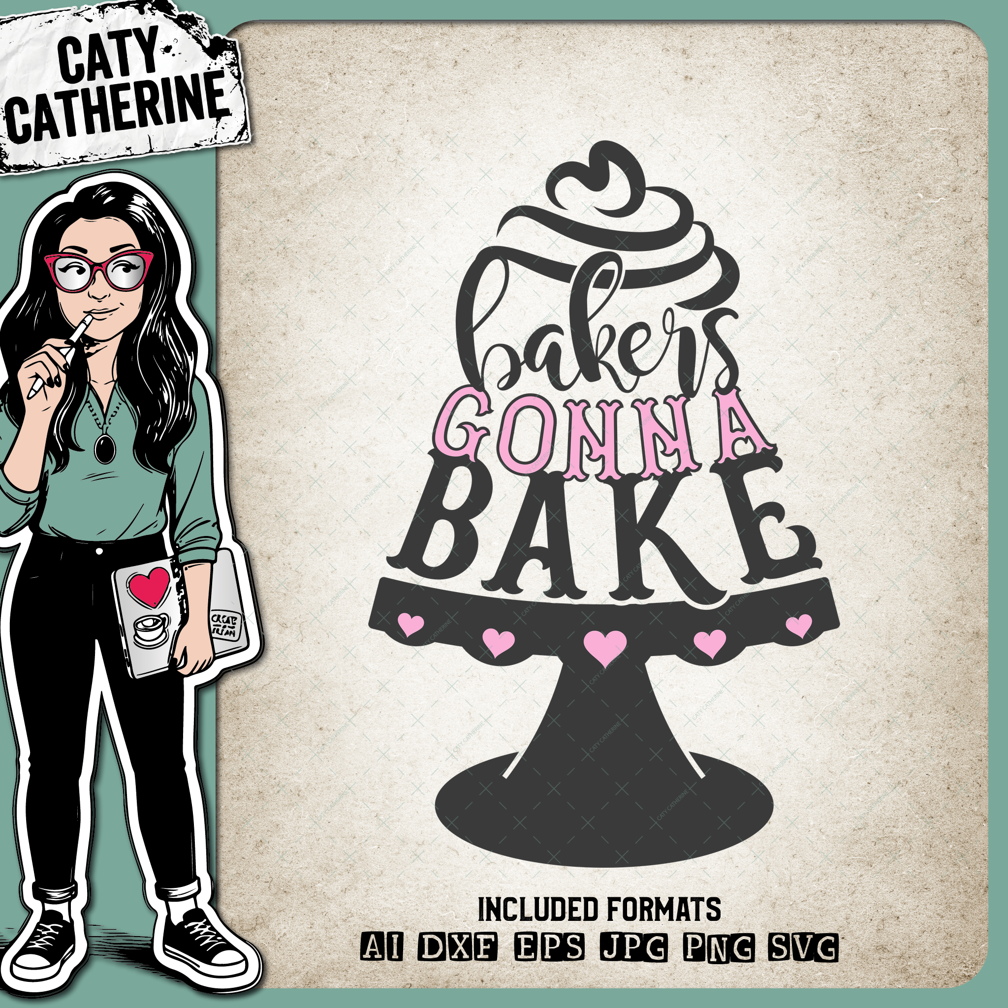 Bakers Gonna Bake Tiered Cake with Stand – Food & Drink SVG Design by Caty Catherine
