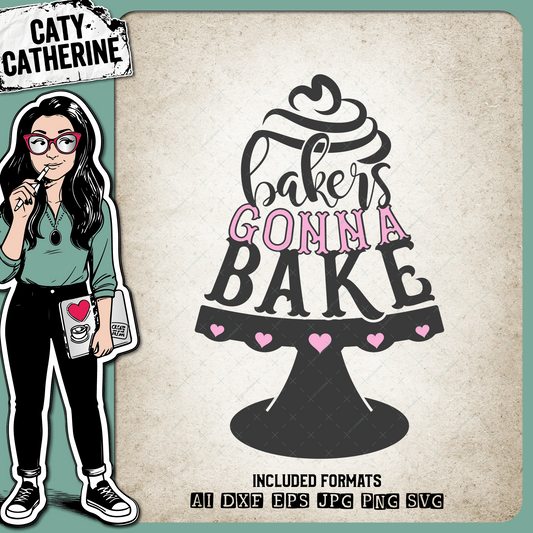 Bakers Gonna Bake Tiered Cake with Stand – Food & Drink SVG Design by Caty Catherine