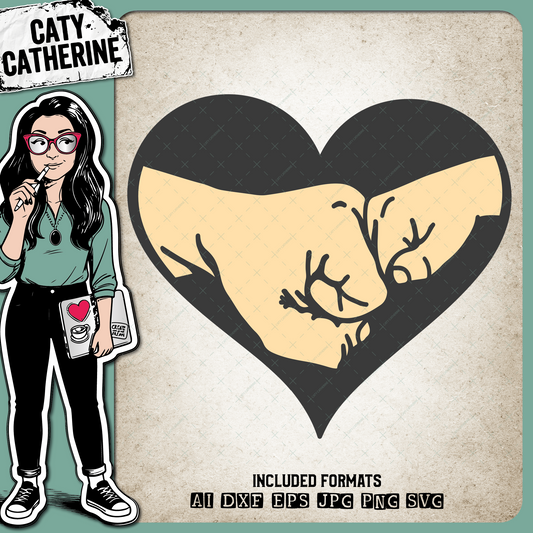 Dad or Papa and Son or Daughter Hands Fist Bump – Family SVG Design by Caty Catherine