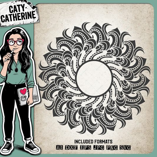 Zentangle Sunshine Monogram Frame – Monograms SVG Design by Caty Catherine