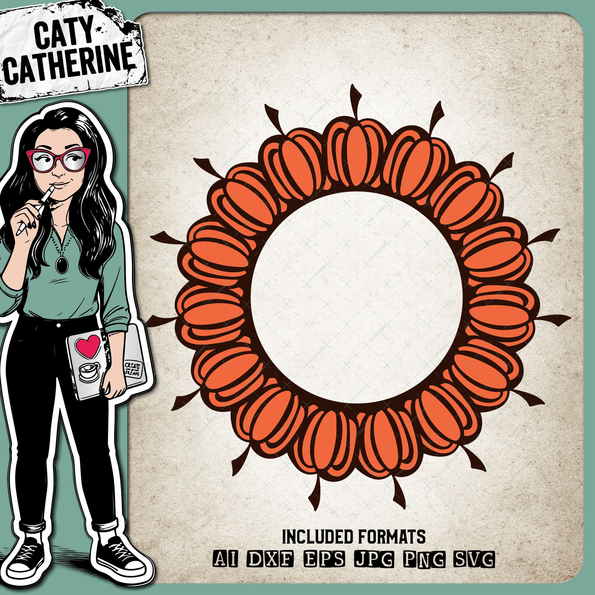 Pumpkin Fall Monogram Frame – Monograms SVG Design by Caty Catherine