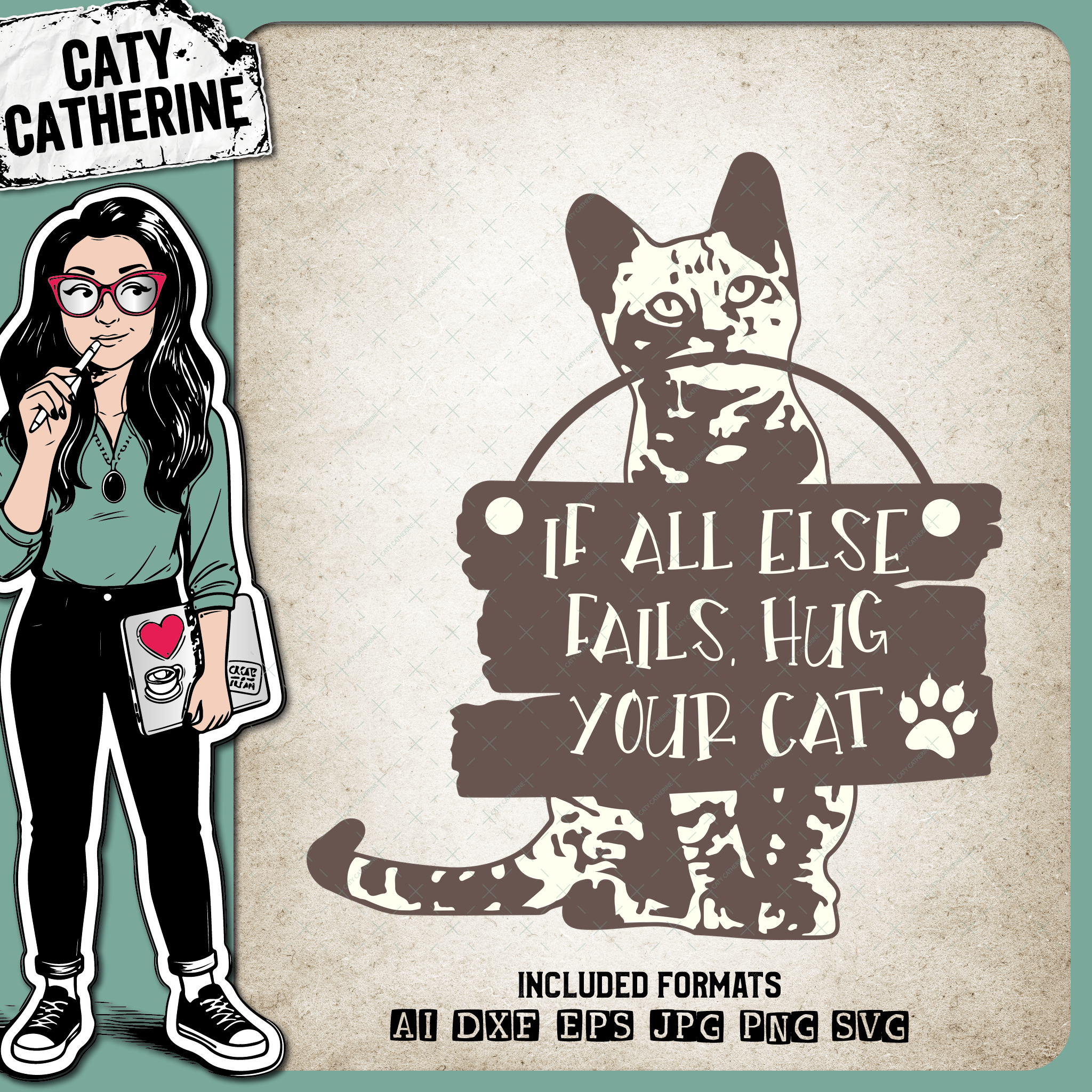 If All Else Fails, Hug Your Cat – Pets & Animals SVG Design by Caty Catherine
