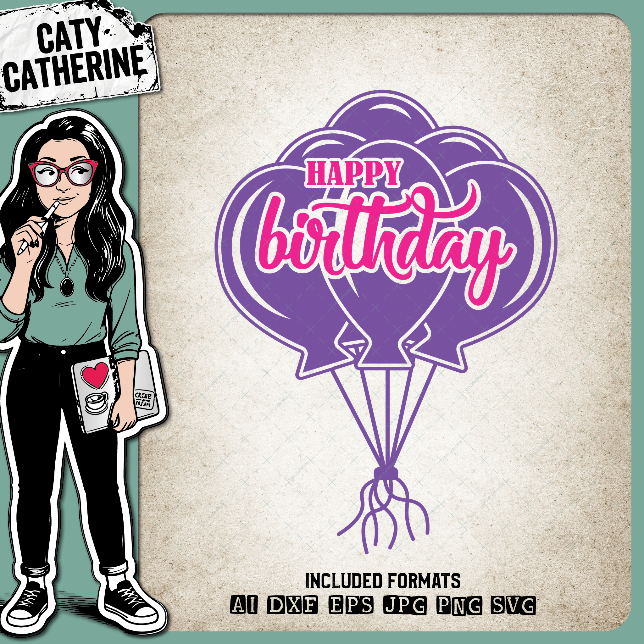 Happy Birthday Balloons – SVG Design by Caty Catherine