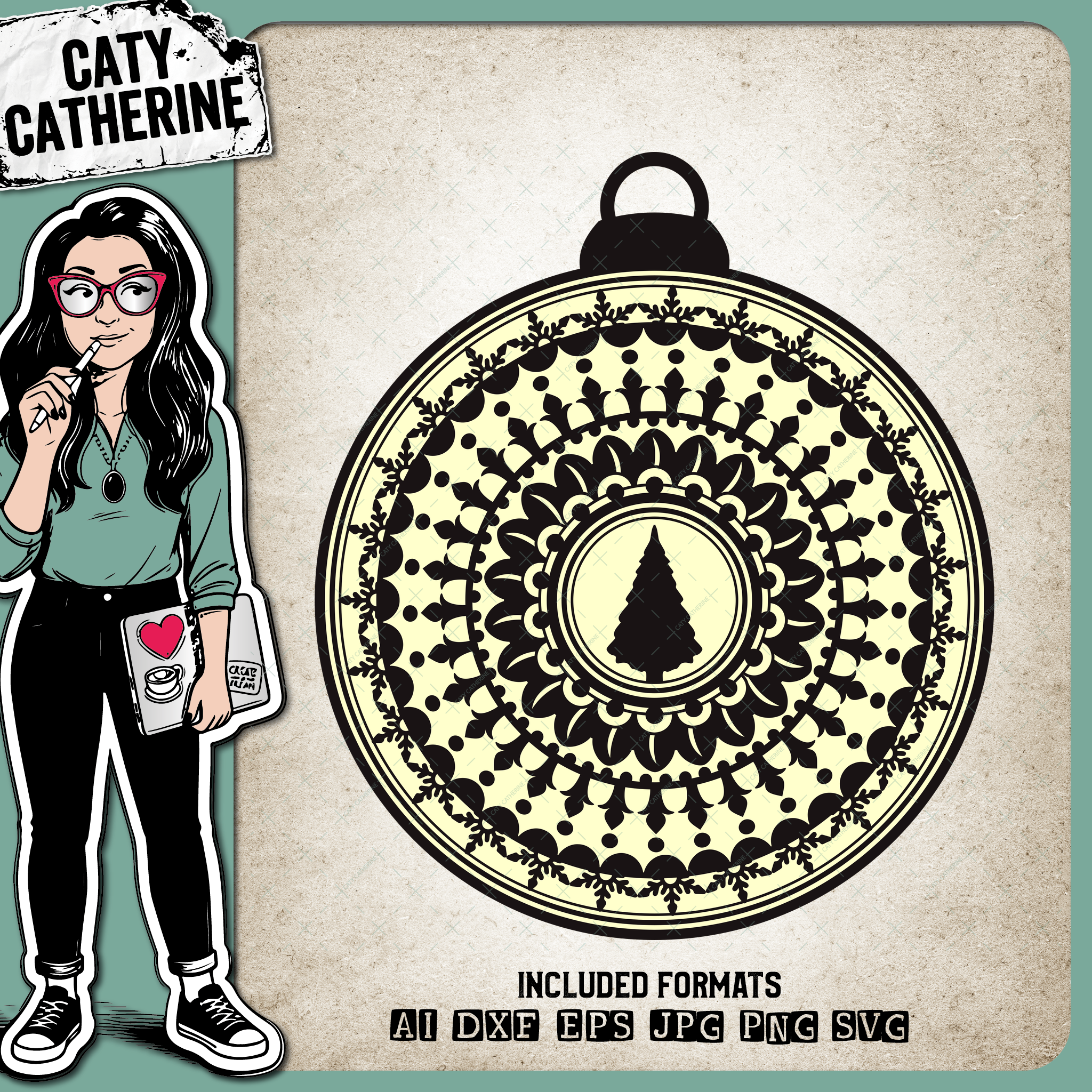 Zentangle Christmas Bauble – SVG Design by Caty Catherine