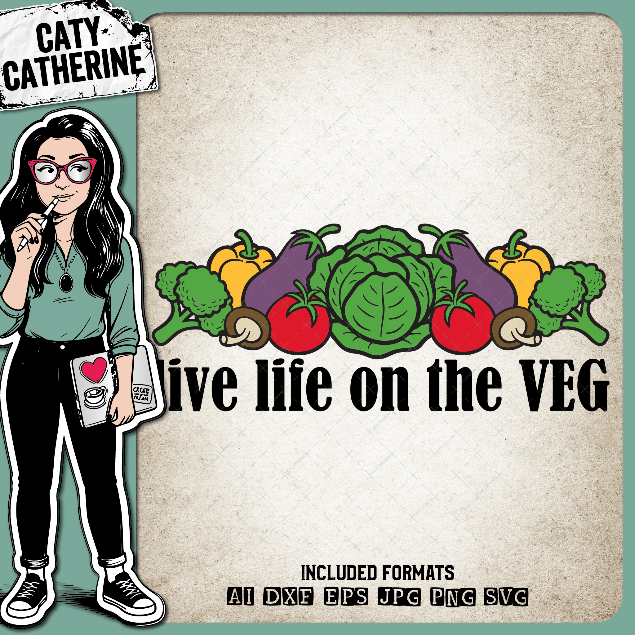 Live Life On The Veg (Edge) Funny Vegetarian Quote – Quotes & Sayings SVG Design by Caty Catherine