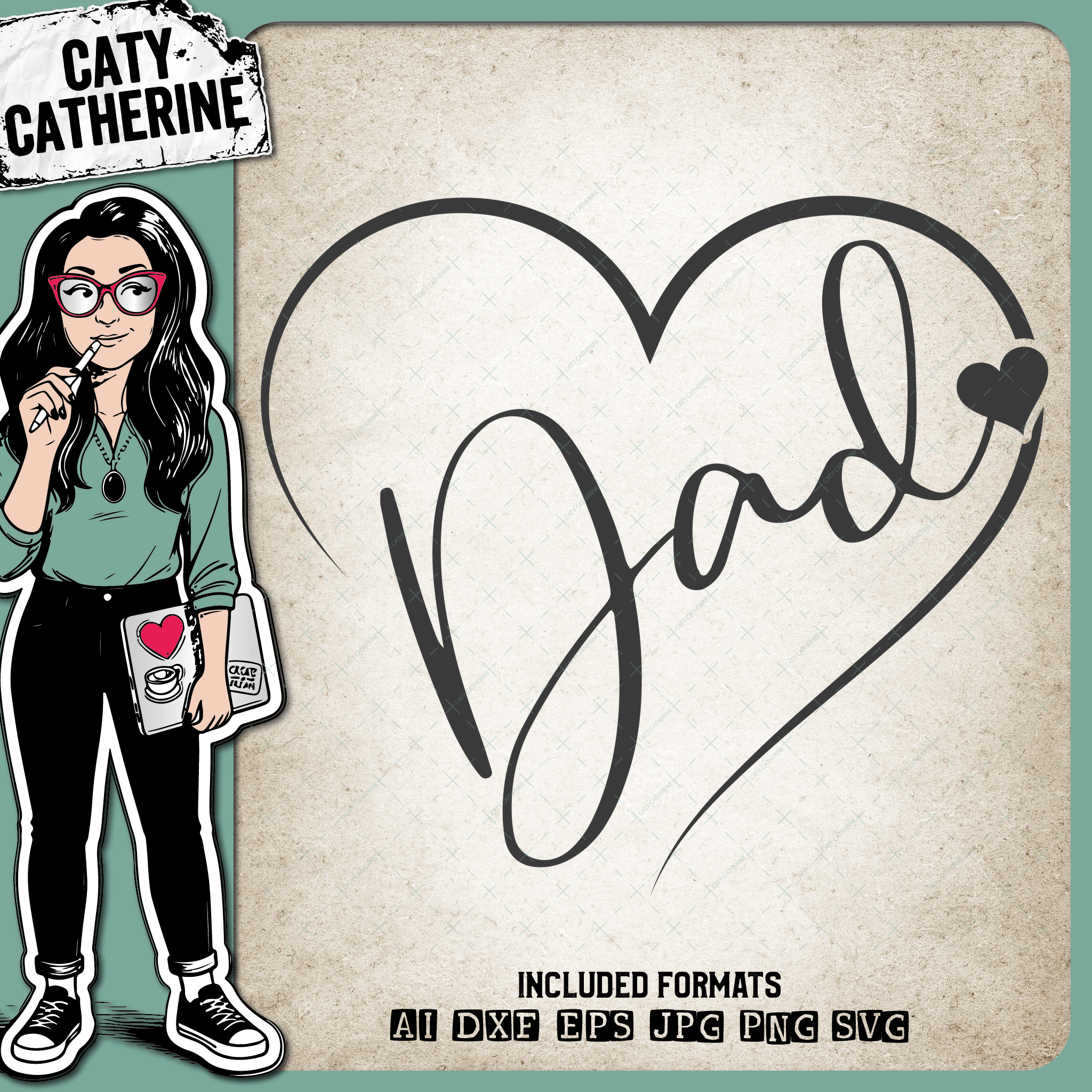 Dad Remembrance Heart – SVG Design by Caty Catherine