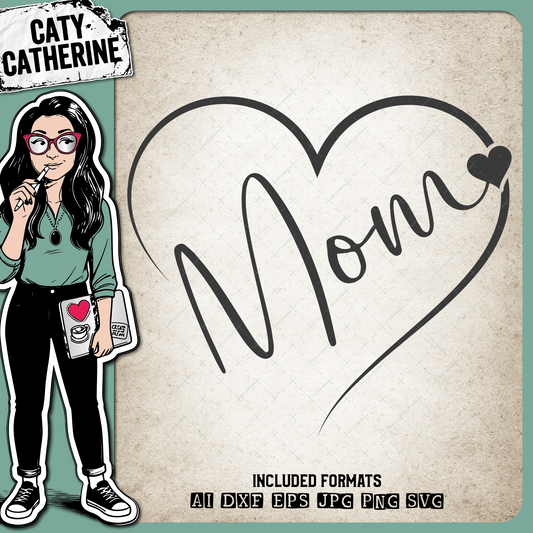 Mom Remembrance Heart – SVG Design by Caty Catherine