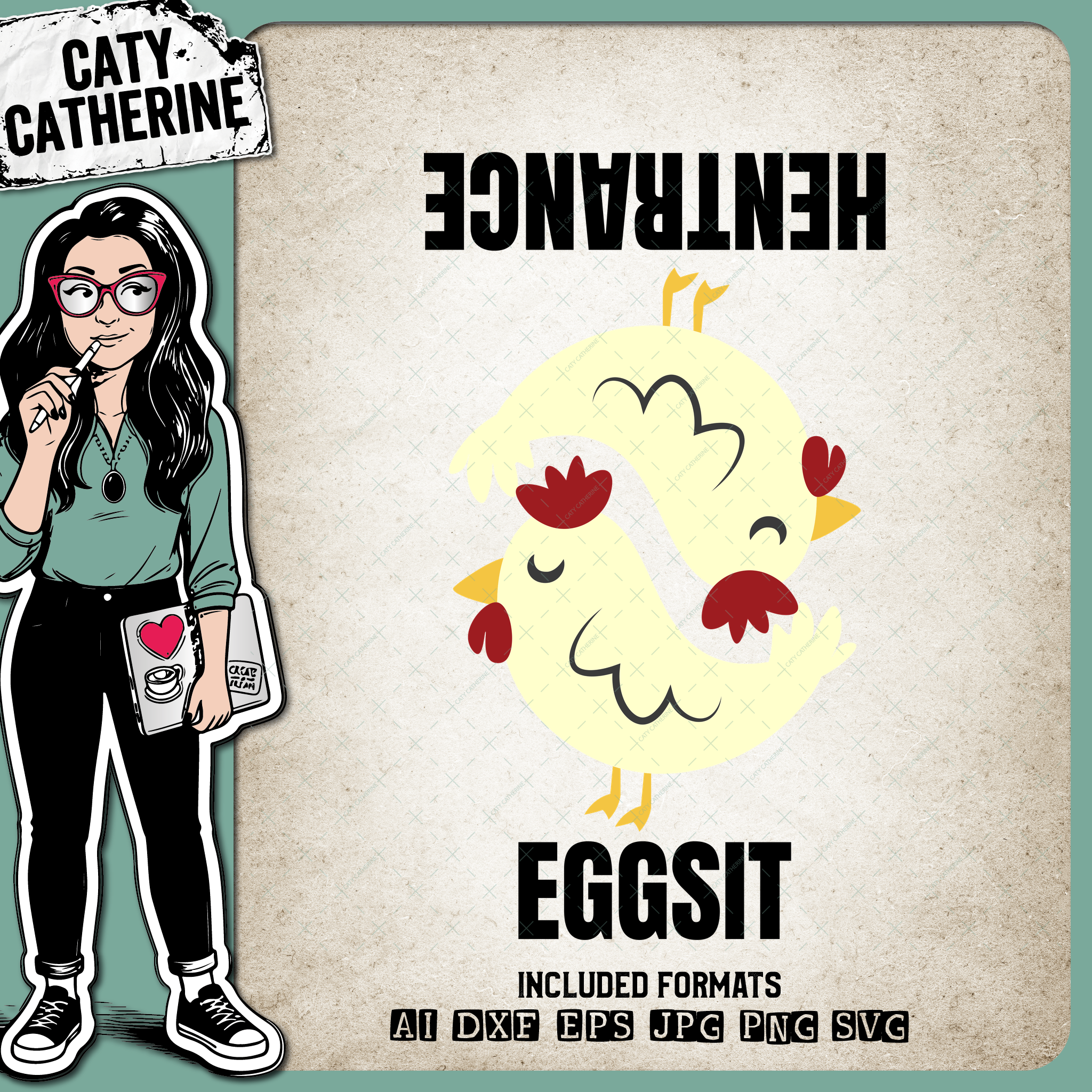 Chicken Welcome Mat Hentrance Eggsit Entrance Exit – Home Decor SVG Design by Caty Catherine