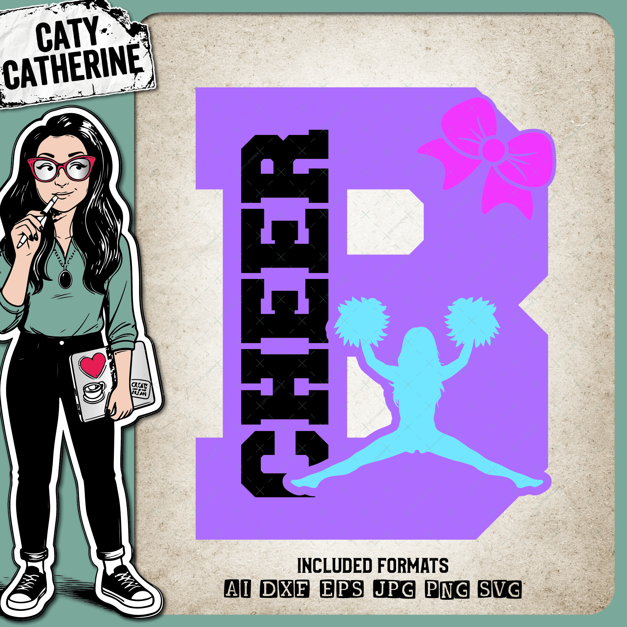 Letter B Cheerleading Monogram Letters – Monograms SVG Design by Caty Catherine