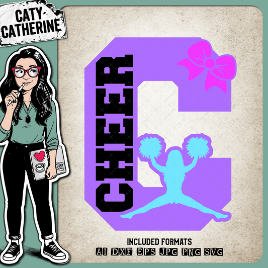 Letter C Cheerleading Monogram Letters – Monograms SVG Design by Caty Catherine