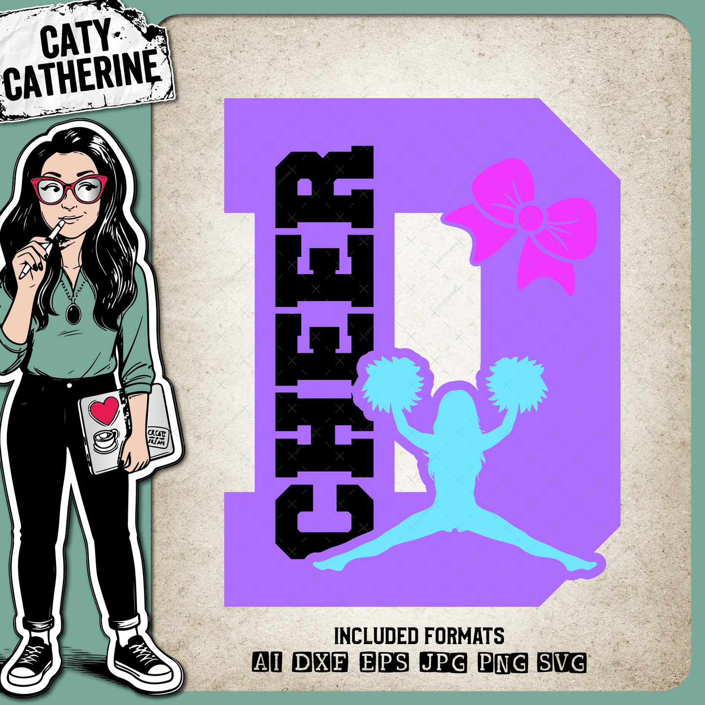 Letter D Cheerleading Monogram Letters – Monograms SVG Design by Caty Catherine