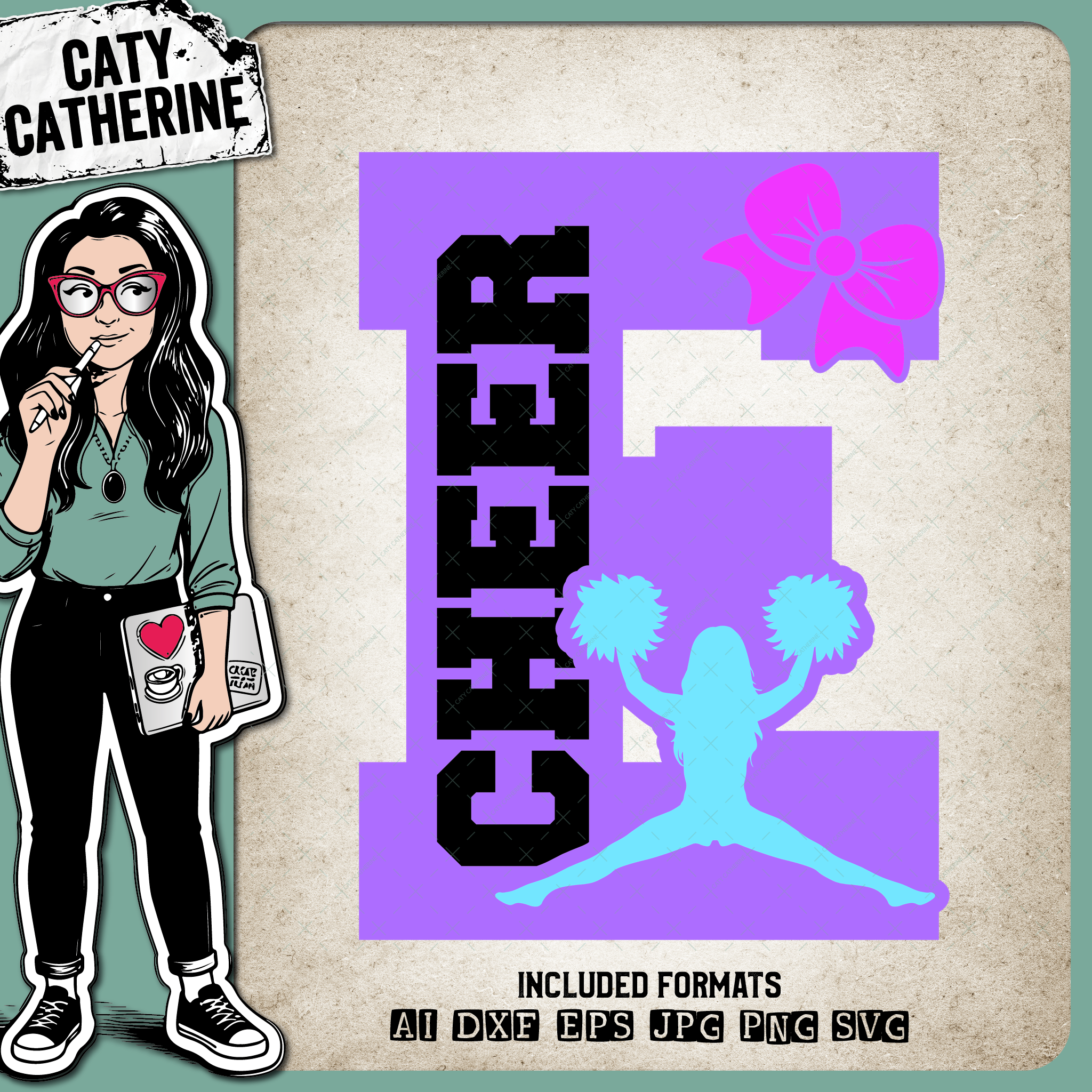 Letter E Cheerleading Monogram Letters – Monograms SVG Design by Caty Catherine