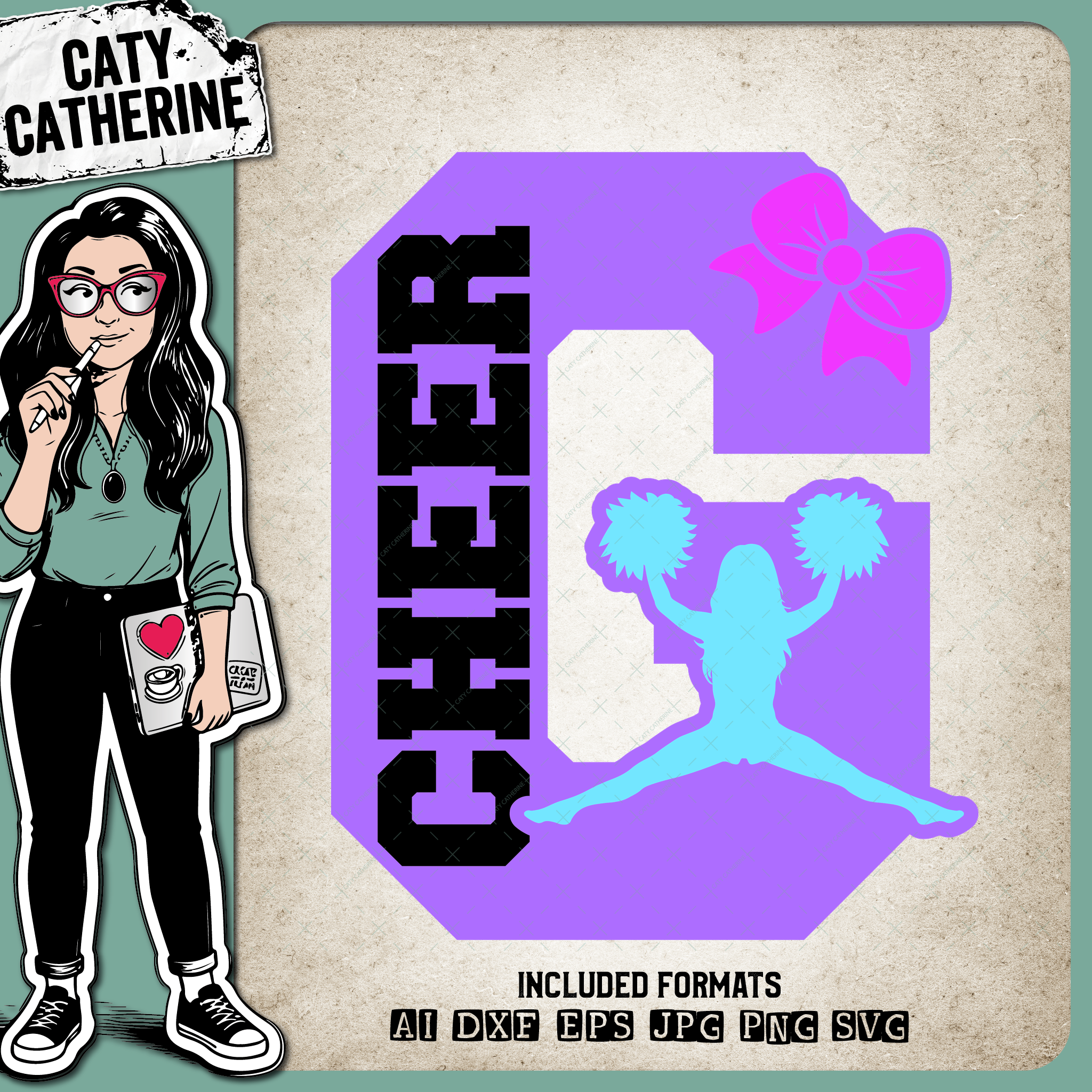 Letter G Cheerleading Monogram Letters – Monograms SVG Design by Caty Catherine