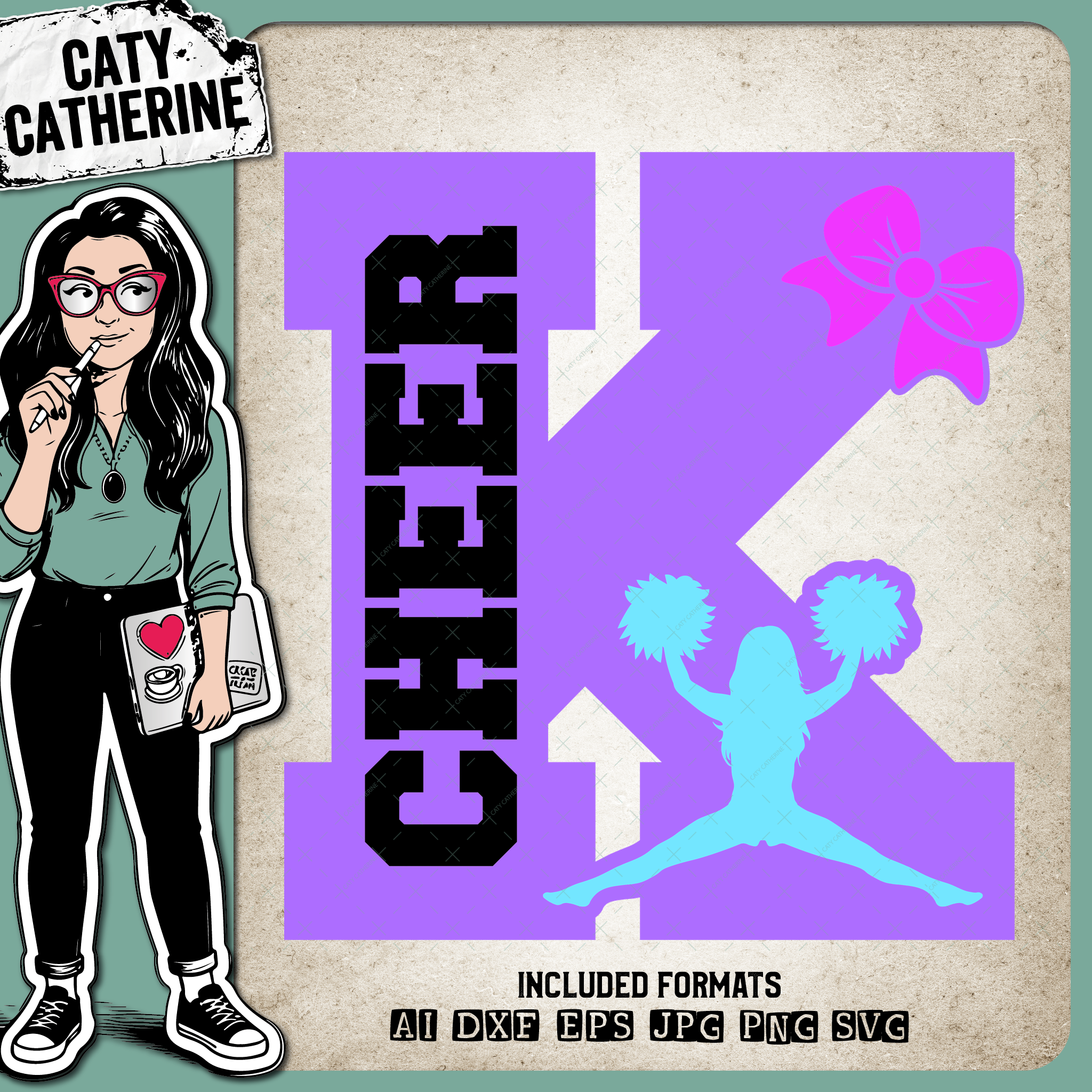 Letter K Cheerleading Monogram Letters – Monograms SVG Design by Caty Catherine