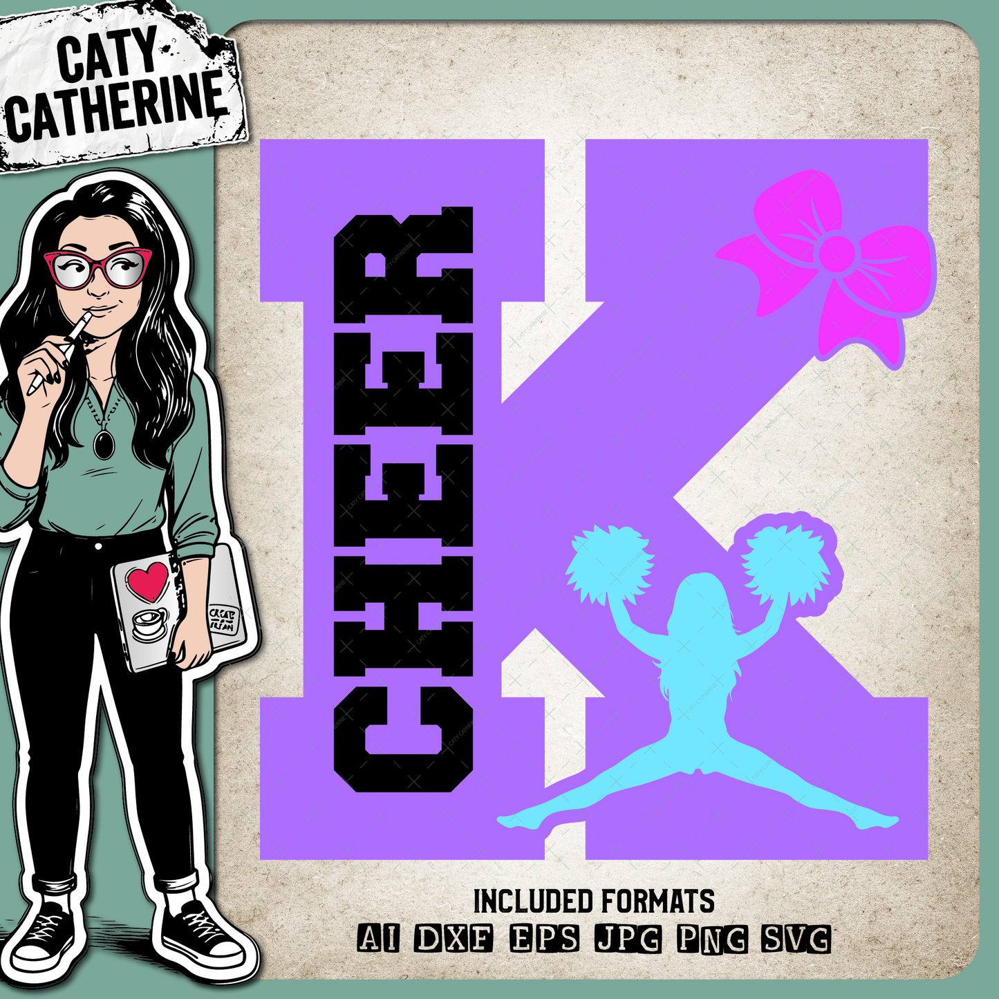 Letter K Cheerleading Monogram Letters – Monograms SVG Design by Caty Catherine