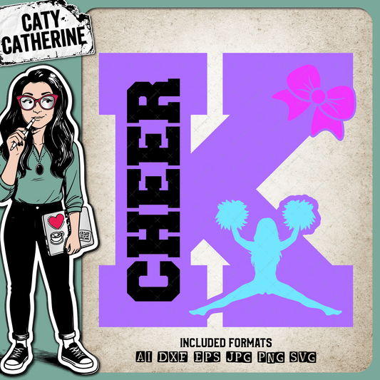 Letter K Cheerleading Monogram Letters – Monograms SVG Design by Caty Catherine