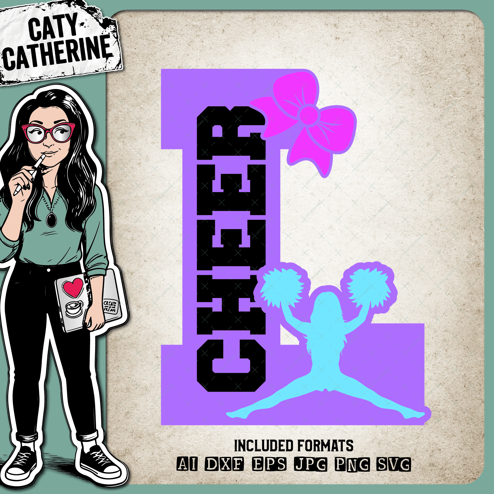 Letter L Cheerleading Monogram Letters – Monograms SVG Design by Caty Catherine