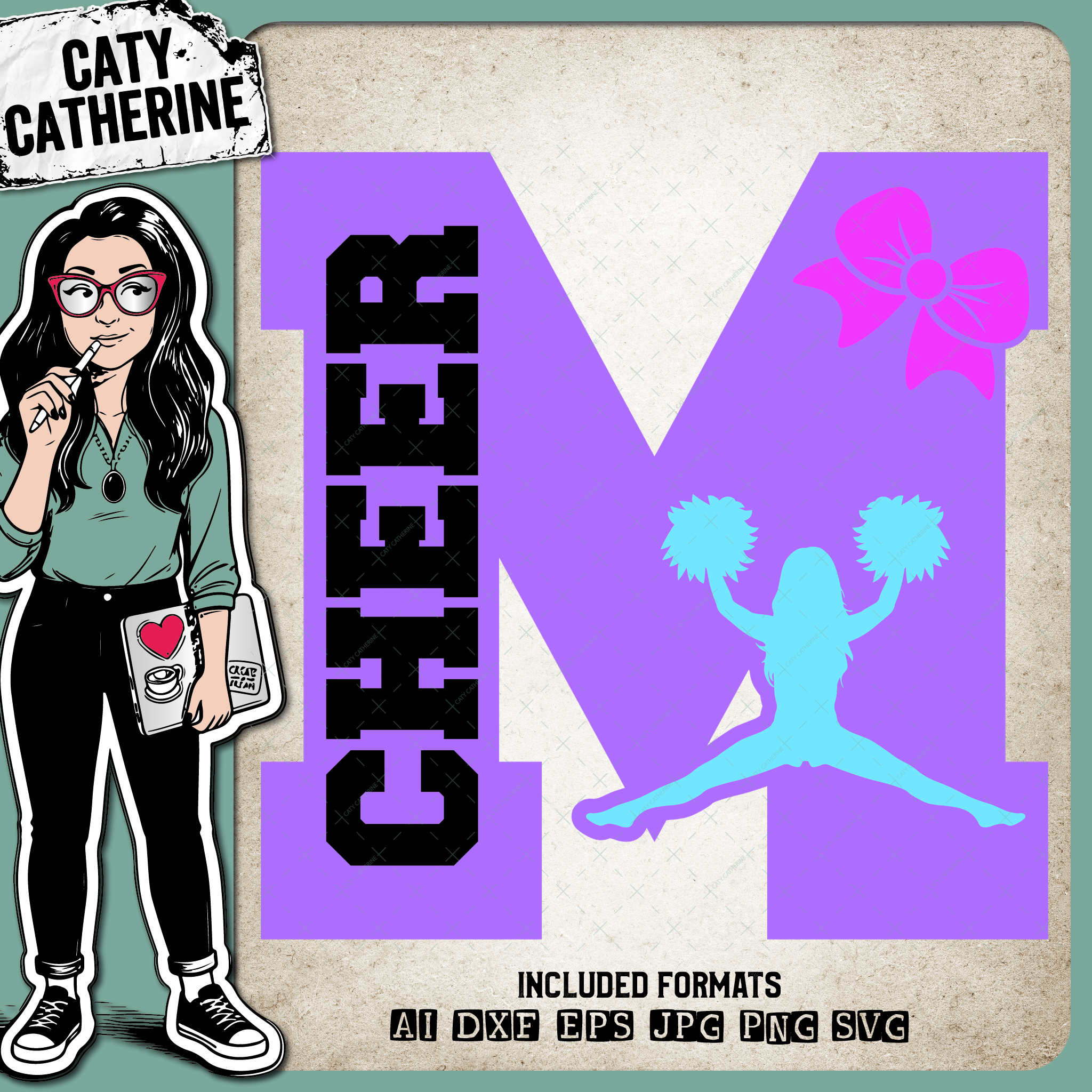 Letter M Cheerleading Monogram Letters – Monograms SVG Design by Caty Catherine