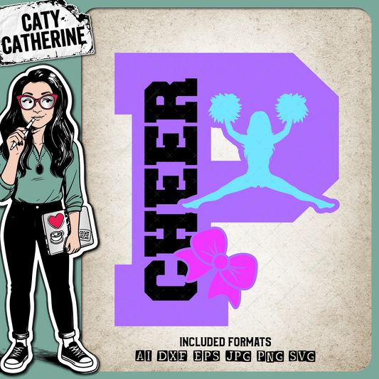 Letter P Cheerleading Monogram Letters – Monograms SVG Design by Caty Catherine