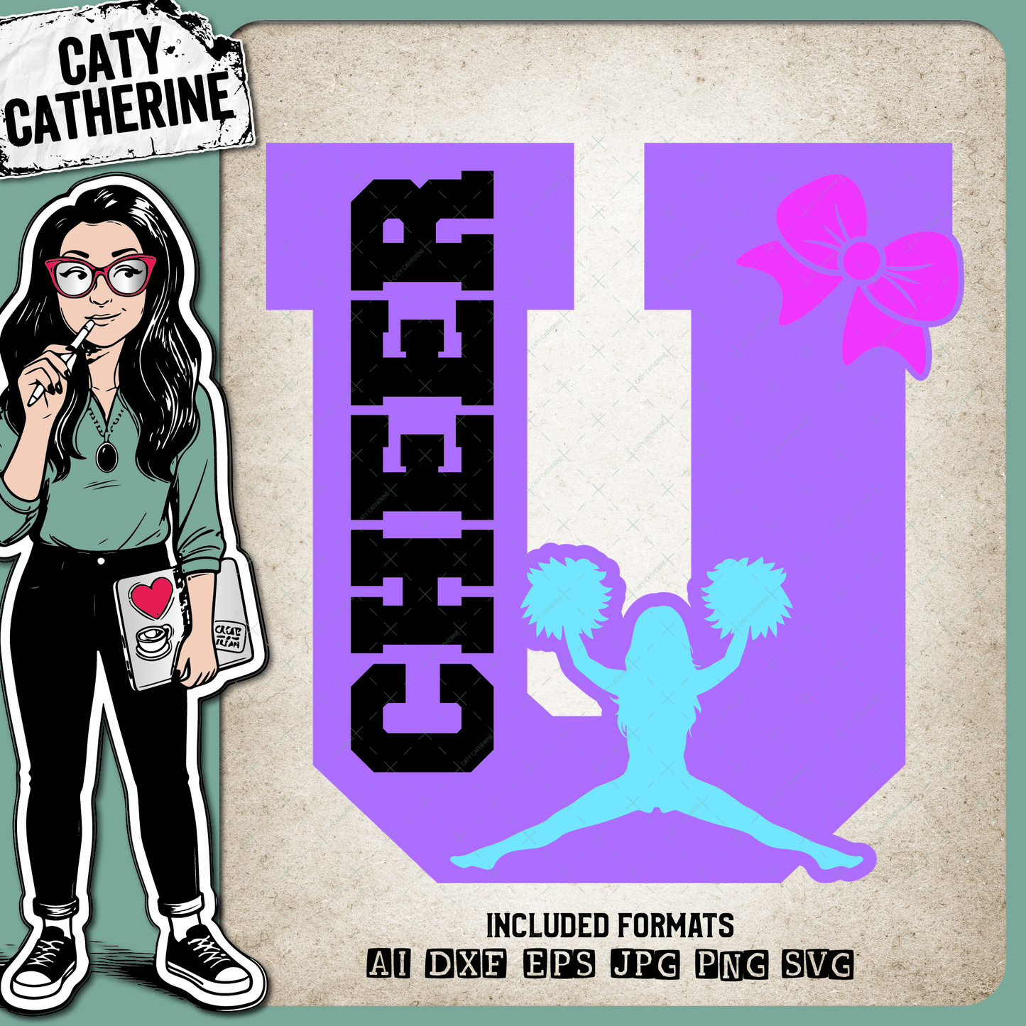 Letter U Cheerleading Monogram Letters – Monograms SVG Design by Caty Catherine