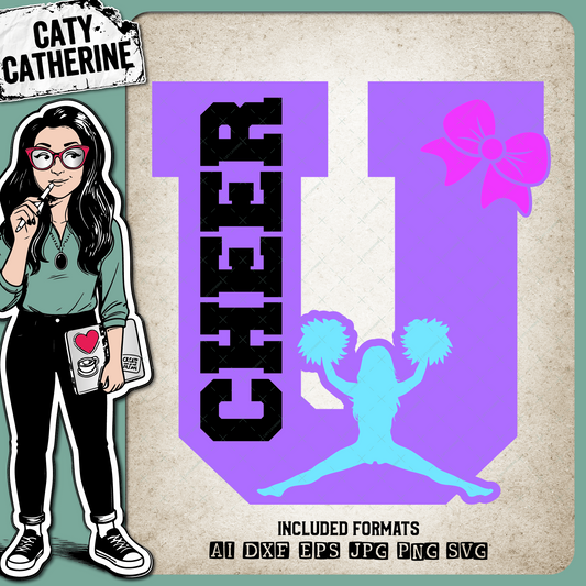 Letter U Cheerleading Monogram Letters – Monograms SVG Design by Caty Catherine