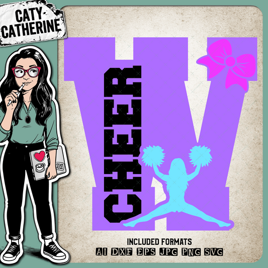 Letter W Cheerleading Monogram Letters – Monograms SVG Design by Caty Catherine