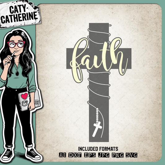 Faith Cross Rosary Beads – Quotes & Sayings SVG Design by Caty Catherine