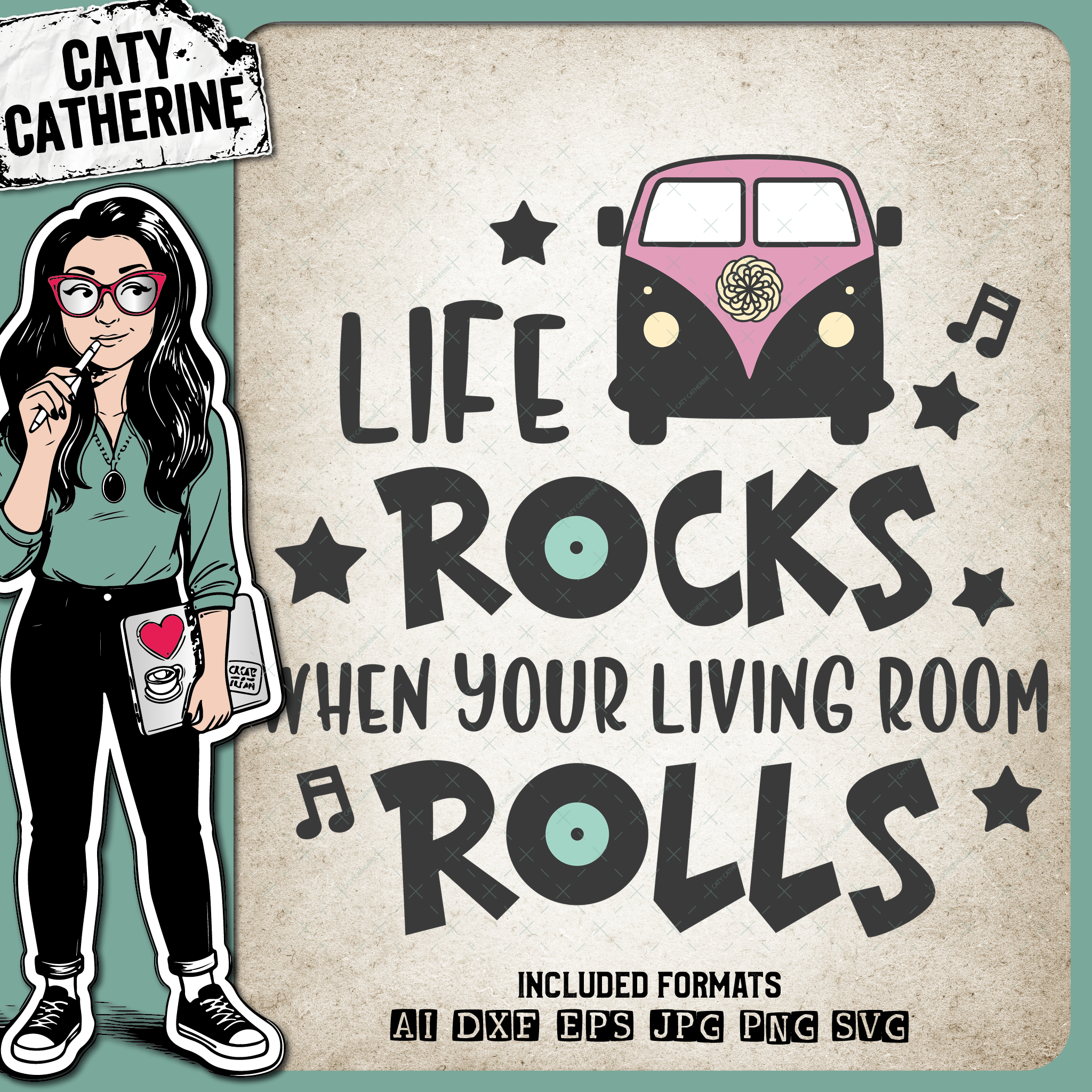 VW Camper Life Rocks When Your Living Room Rolls Camping – Home Decor SVG Design by Caty Catherine