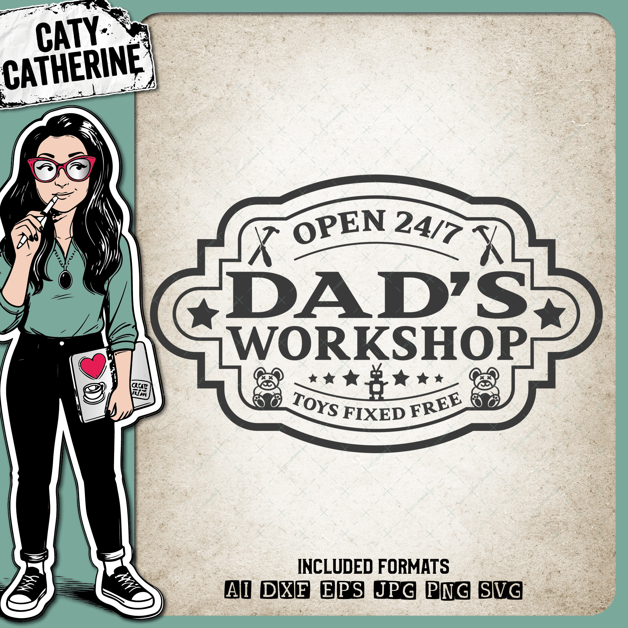 Dad's Workshop Open 247 Toys Fixed Free Create Your Own Sign – Home Decor SVG Design by Caty Catherine